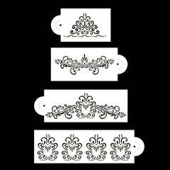 4pcs Cake Decorating Stencils & Templates - Easy Floral Design
