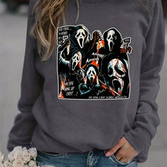 Halloween Sweatshirt Crew Neck Women's Clothing