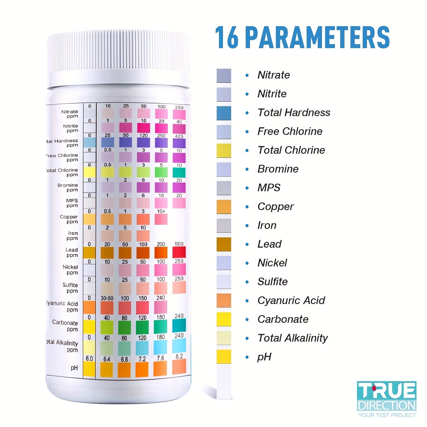 100pcs 16 Way Pool Test Strips Water Chemical Testing For Hot Tub