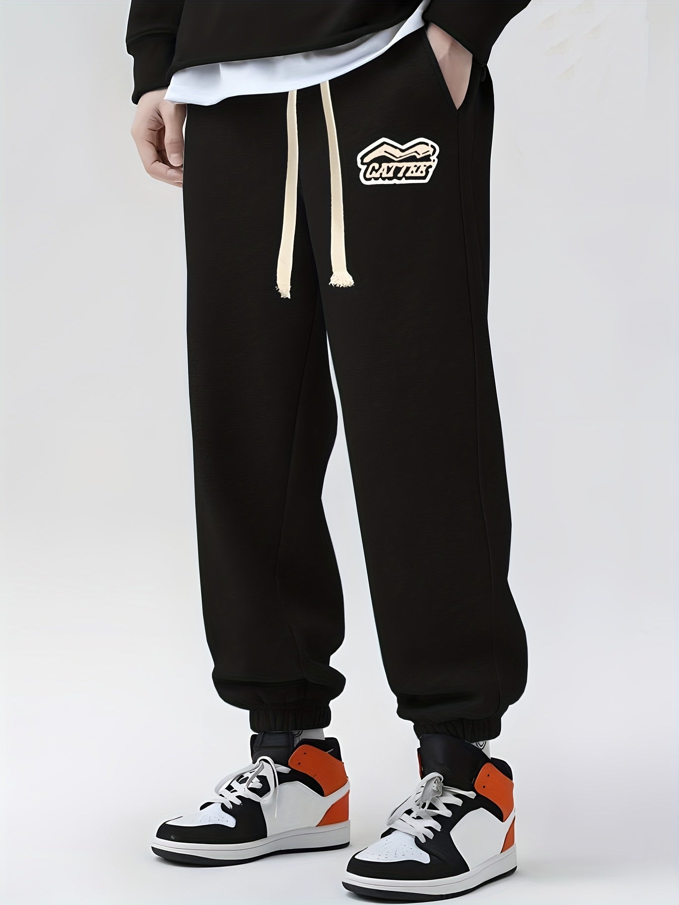 Gangster Print Drawstring Sweatpants Loose Fit Pants Men's Casual Joggers