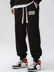 Gangster Print Drawstring Sweatpants Loose Fit Pants Men's Casual Joggers