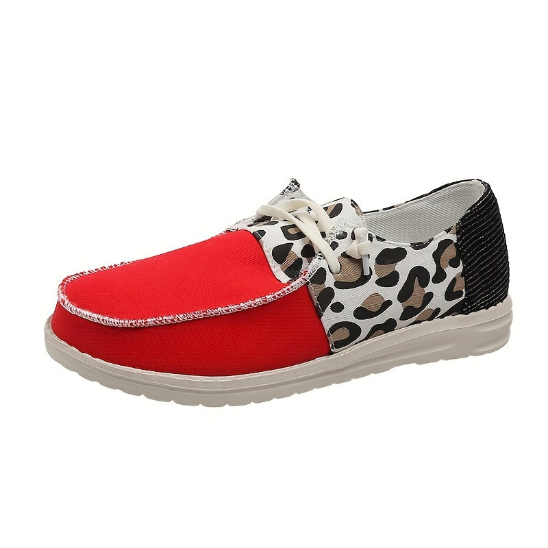 Leopard Print Canvas Slip On Sneakers Casual Loafers