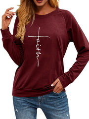 Casual Solid Sweatshirt Letter Print Pullover