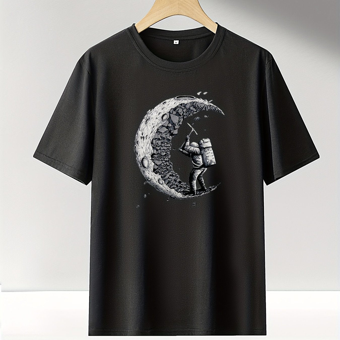 Moon Print T Shirt for Men Summer Fitness Breathable Tee