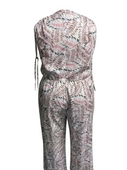 Allover Leaf Print Tank Jumpsuit