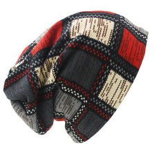 Plaid Ladies Beanie Hat Scarf Casual Skullies Year Present