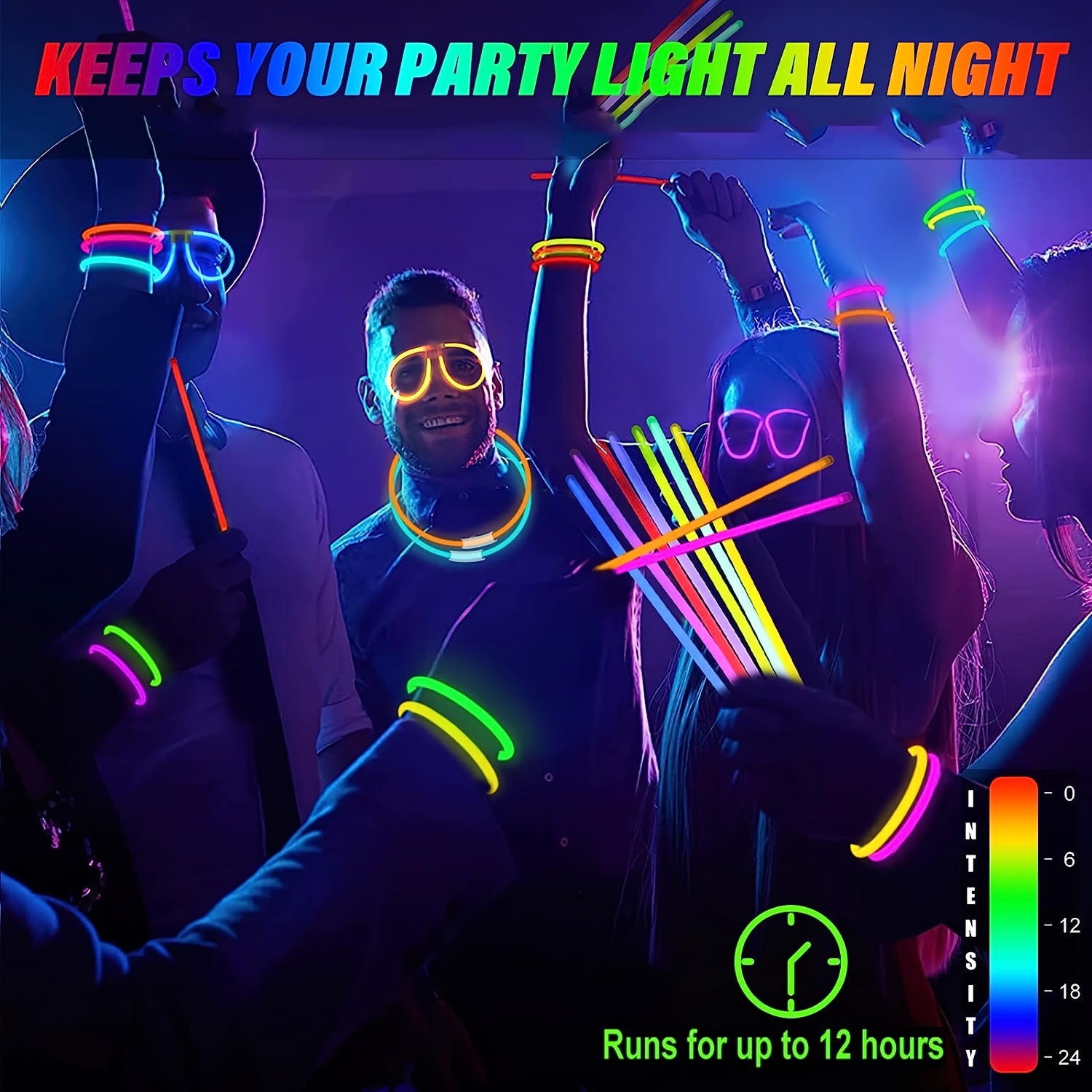50pcs Glow Sticks Party Favors 7 Colors & Connectors for Necklace Balls Glasses
