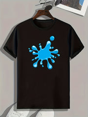 Splash Pattern Print Men's Comfy Sports T Shirt Graphic Tee
