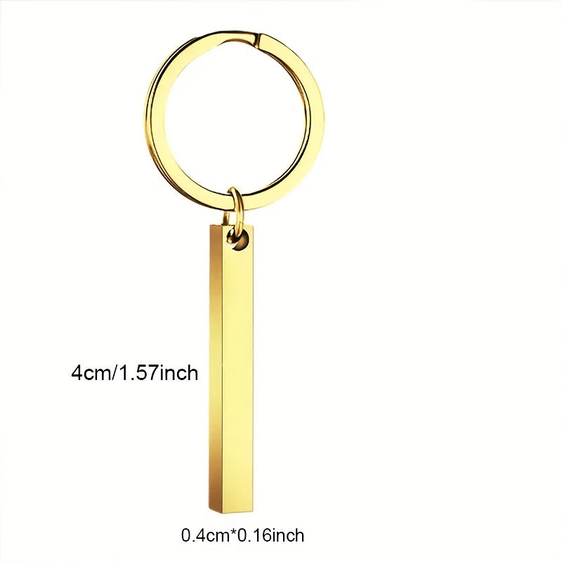 Custom Engraved Name Bar Keychain Stainless Steel Men's Gift