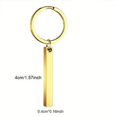 Custom Engraved Name Bar Keychain Stainless Steel Men's Gift