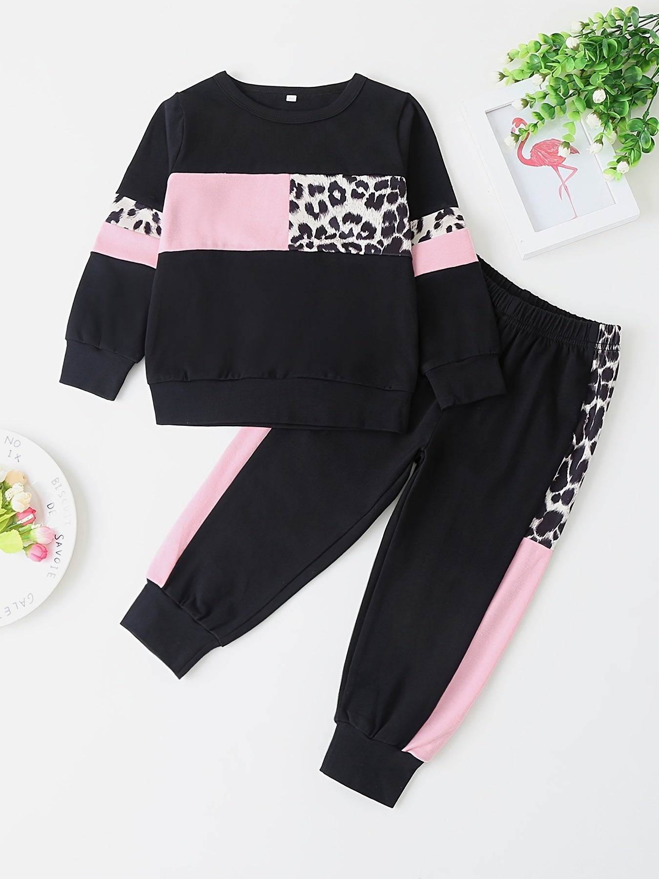 2pc Baby Girl Leopard Print Pullover & Pants Set