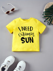 Baby Casual Vitamin Sun Round Neck T shirt Clothes