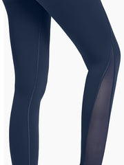 Solid Side Pocket Mesh Yoga Leggings High Waist Stretchy Butt Lifting Pants