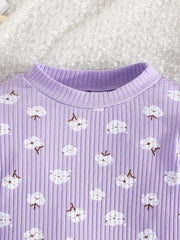 Baby Girl Pink Flowers Long Sleeve Top Pants Set