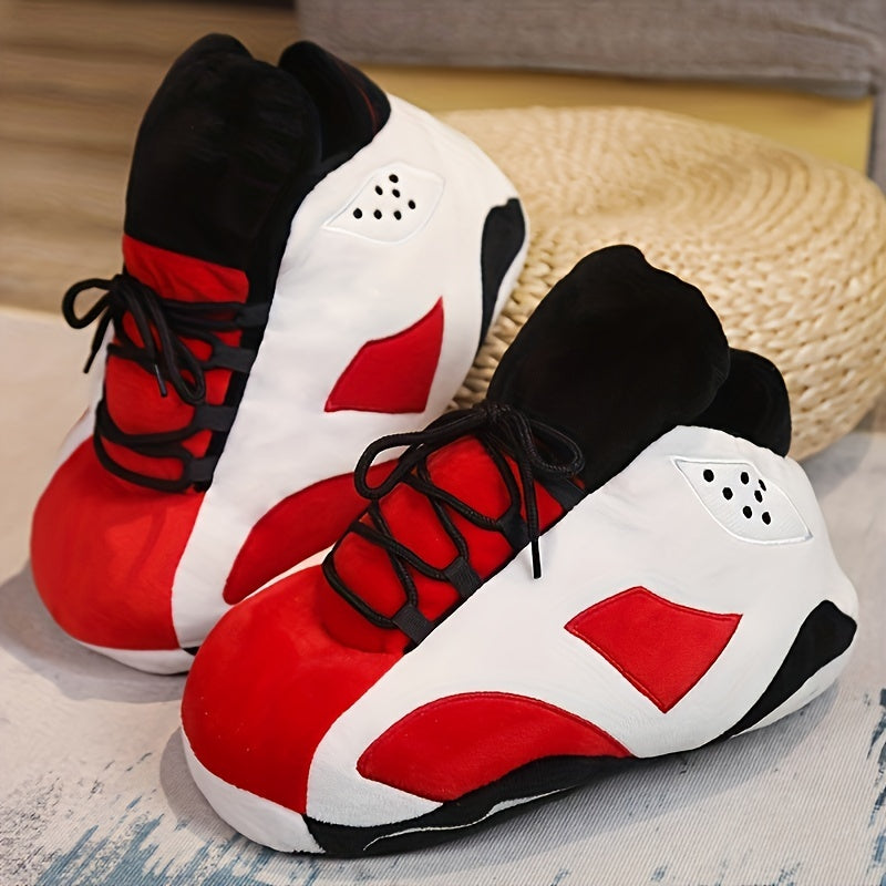 Women's Plush Sneakers Slippers Lace Up Keep Warm Slip On Shoes