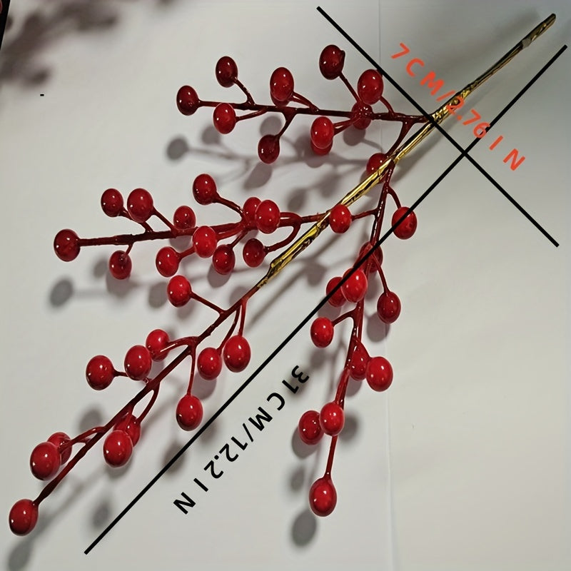 Artificial Red Berry Stems for Living Room Decor - Christmas Tree Picks