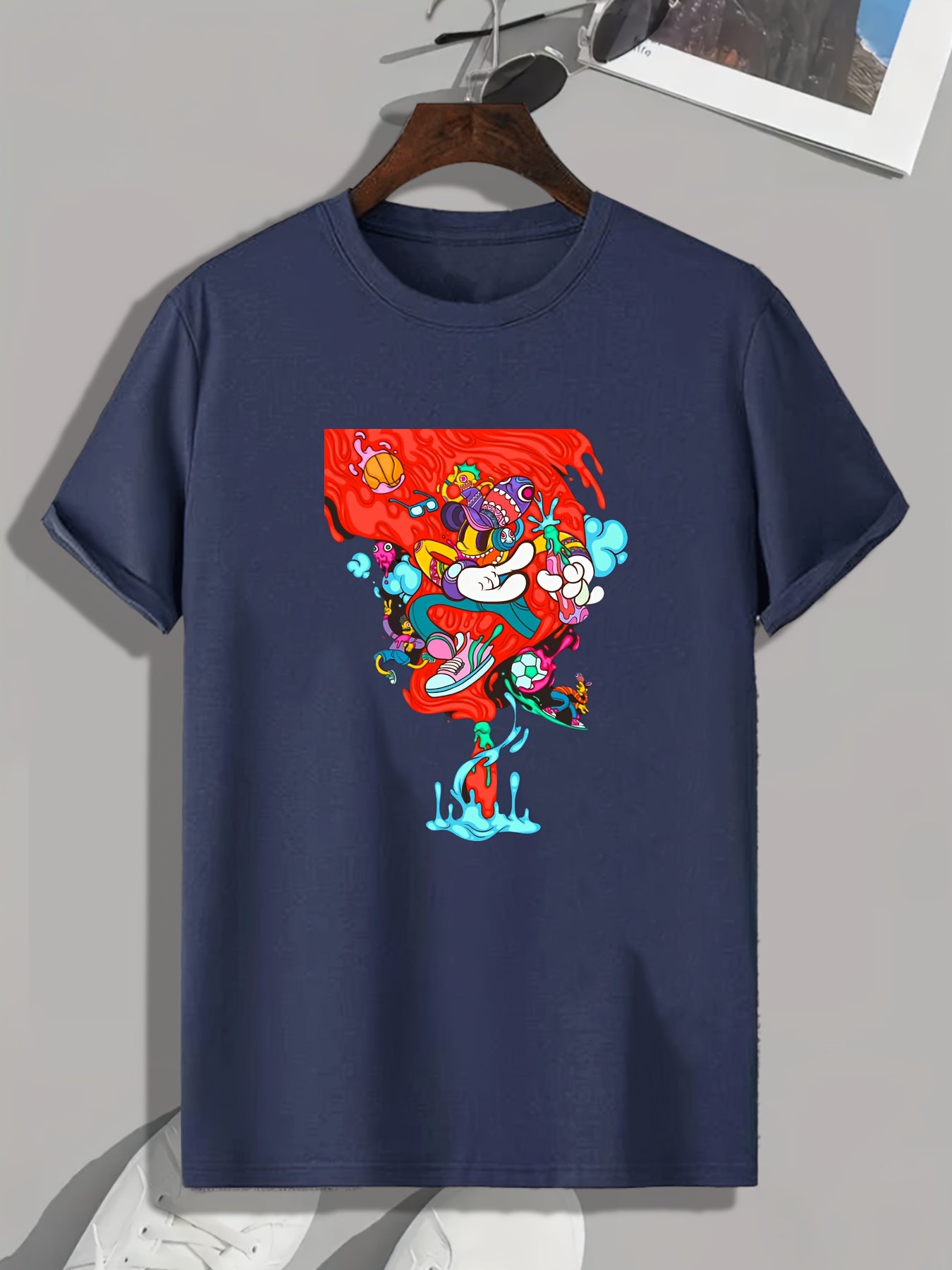 Cartoon Print Men's Graphic T shirt for Summer