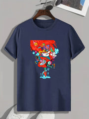 Cartoon Print Men's Graphic T shirt for Summer