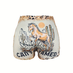 Horse Print Skinny Shorts for Women