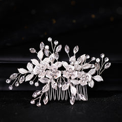 Leaf Rhinestone Hair Comb Hairpin for Party Favor Decorations
