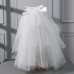Satin Bowknot Bridal Wedding Veil Short Veil With Comb
