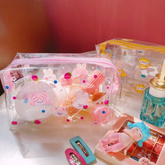 Cartoon Bear Dog PVC Travel Cosmetic Bag Waterproof Makeup Storage