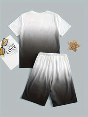 Boy's FOREVER Print T shirt & Drawstring Shorts Set