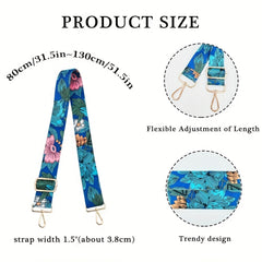 Retro Flower Pattern Bag Strap Replacement Wide Shoulder Bag Strap