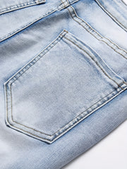 Slim Fit Ripped Denim Shorts Men Casual Street Style High Stretch