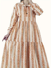 Geometric Print Smock Shirt Dress