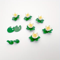 DIY MOC Pond Building Blocks Set with Lotus Water Plants Frog Squirrel Mushroom