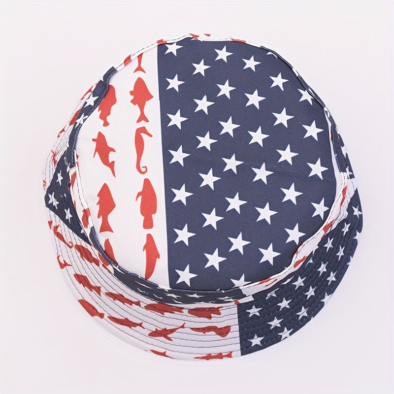 Reversible Bucket Hat Lightweight Patriotic Fisherman Cap