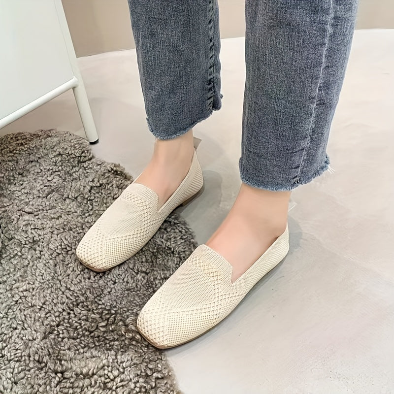Women's Knitted Ballet Flats Comfortable Slip On Shoes