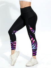 Striped Print Yoga Pants Slimming Leggings
