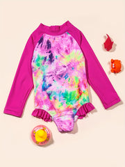 Girls Tie Dye Quick Dry One piece Swimsuit