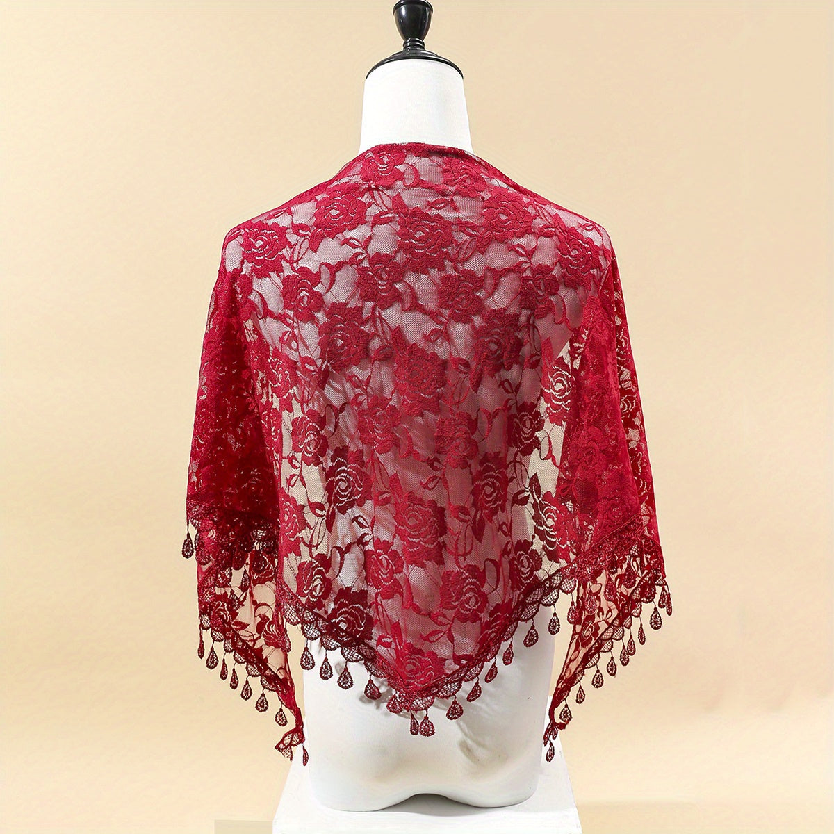 Floral Lace Triangle Shawl Large Hollow Scarf Women Party Prom