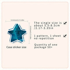 50 Watercolor Star & Moon Graffiti Painting Stickers for Journaling DIY Stickers