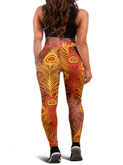 Feather Print Medium Stretch Leggings