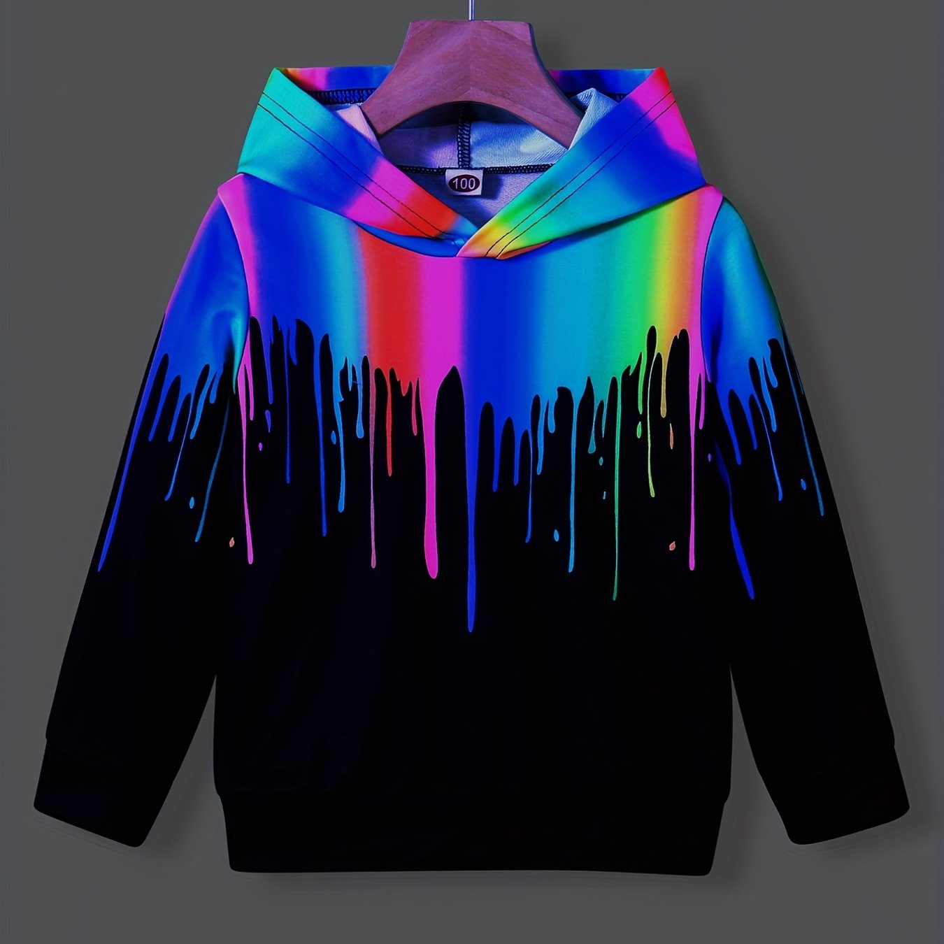 Colorful Print Boys Hooded Sweatshirt for Spring Fall