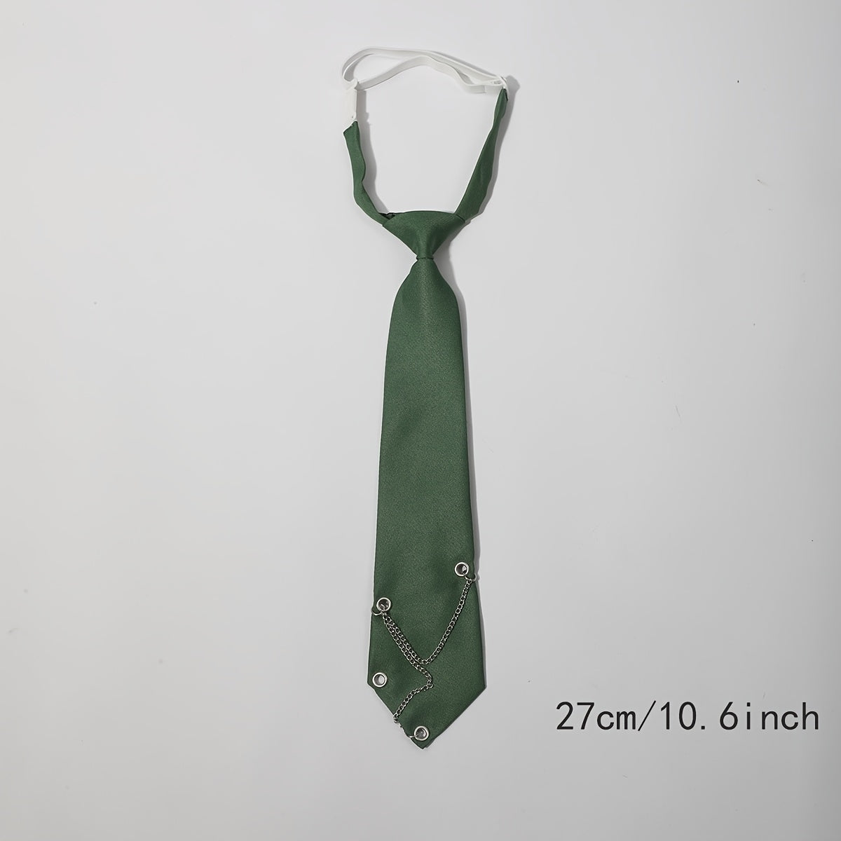 Green Decorative Tie With Chain For Men Unisex Casual Tie