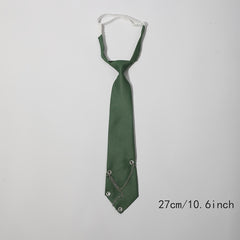 Green Decorative Tie With Chain For Men Unisex Casual Tie