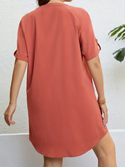 Plus Size Casual Dress Stand Collar Knee Length Dress