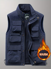Men's Thermal Tactical Vest With Pockets Zip Up Jacket