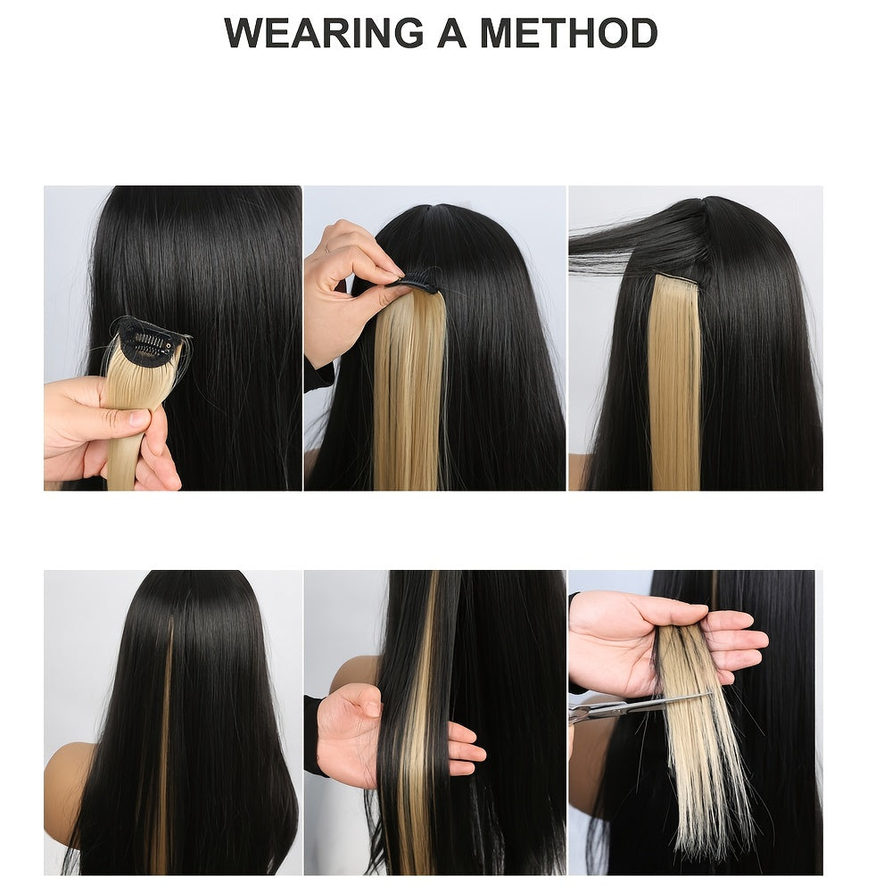 Long Straight Women High Temp Synthetic Hair Extension Clip In Grey