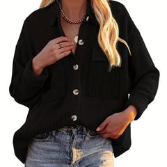 Corduroy Button Up Long Sleeve Blouse