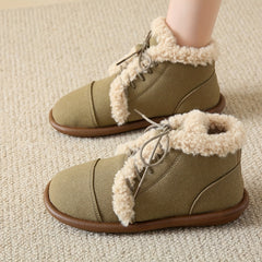 Women's Non slip Medium Tube Snow Boots Lace Up Warm Outdo