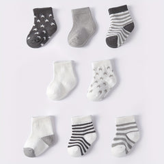 8 Pairs Infants & Toddlers Star & Stripe Socks Spring Autumn