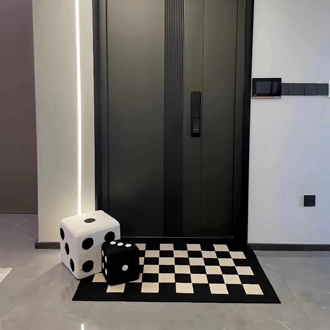 Checkered Floor Mat 59x40 Non-slip Minimalist Style Carpet