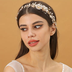 Faux Pearl Flower Bridal Headband Wedding Hair Accessories Jewelry