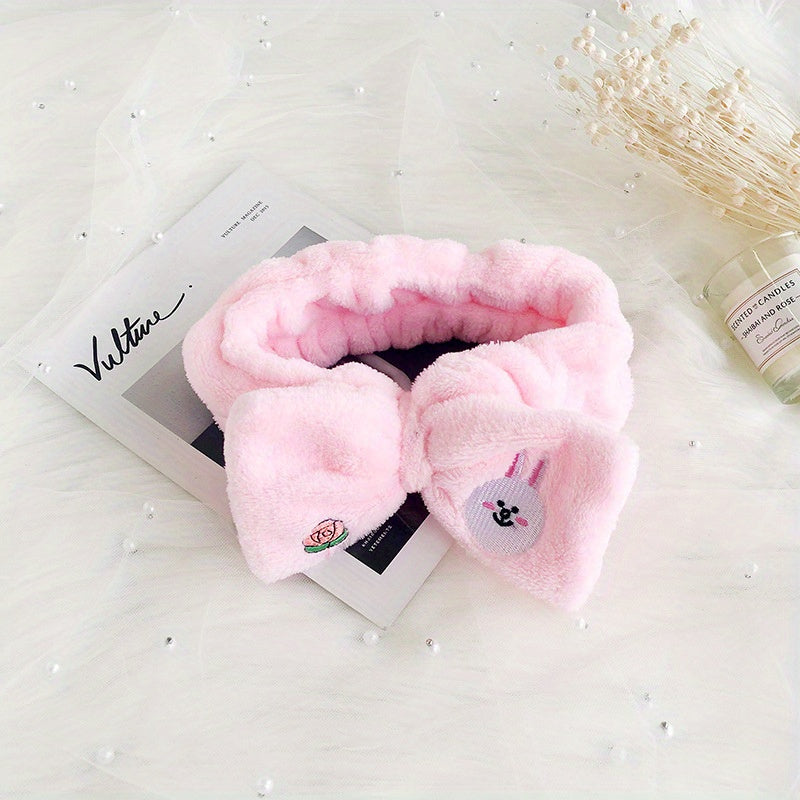 Cute Bow Headband Soft Coral Fleece Hair Accessory for Women Girls